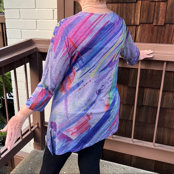 🔵 Spring/Summer Shirt, Purple brushed Jess & Jane, 3/4 sleeve , tunic, Easter - Picture 7 of 16